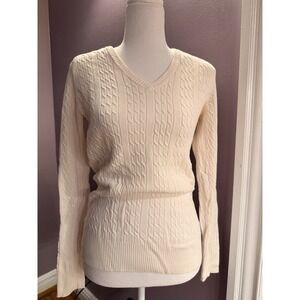 Merona Women's Long Sleeve Cable Knit Sweater Ivory Cream Size L